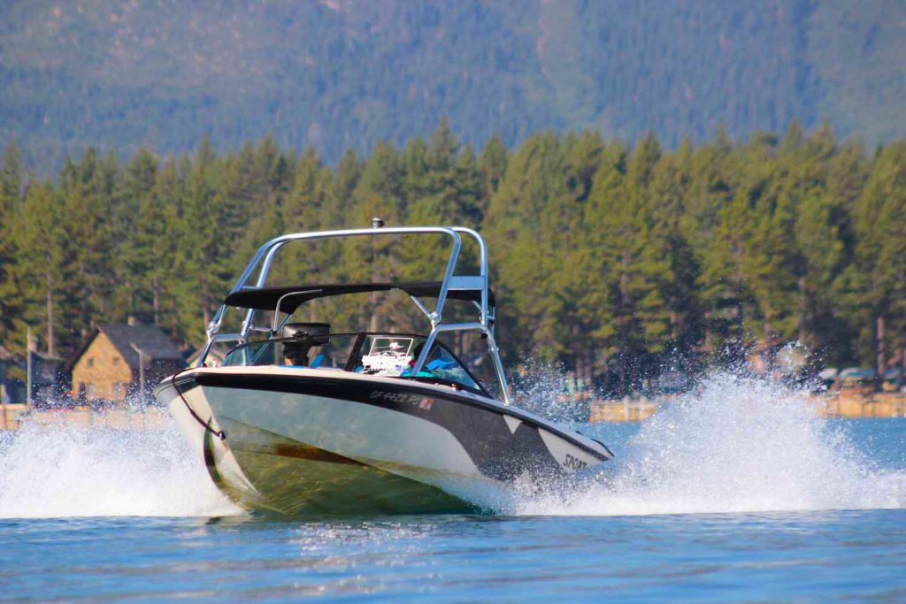 Watersports boat on Lake Tahoe.